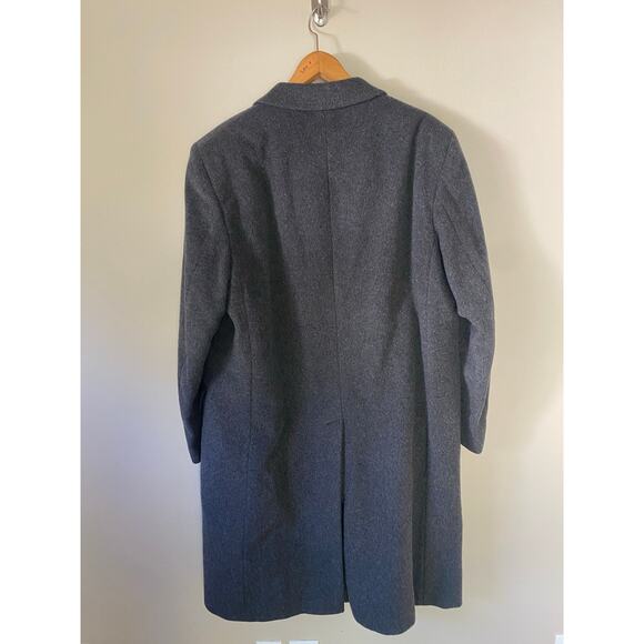 XL ish Vintage Saks Fifth Ave Menswear Cashmere Blend Overcoat Woven Italy Gray - Picture 3 of 8